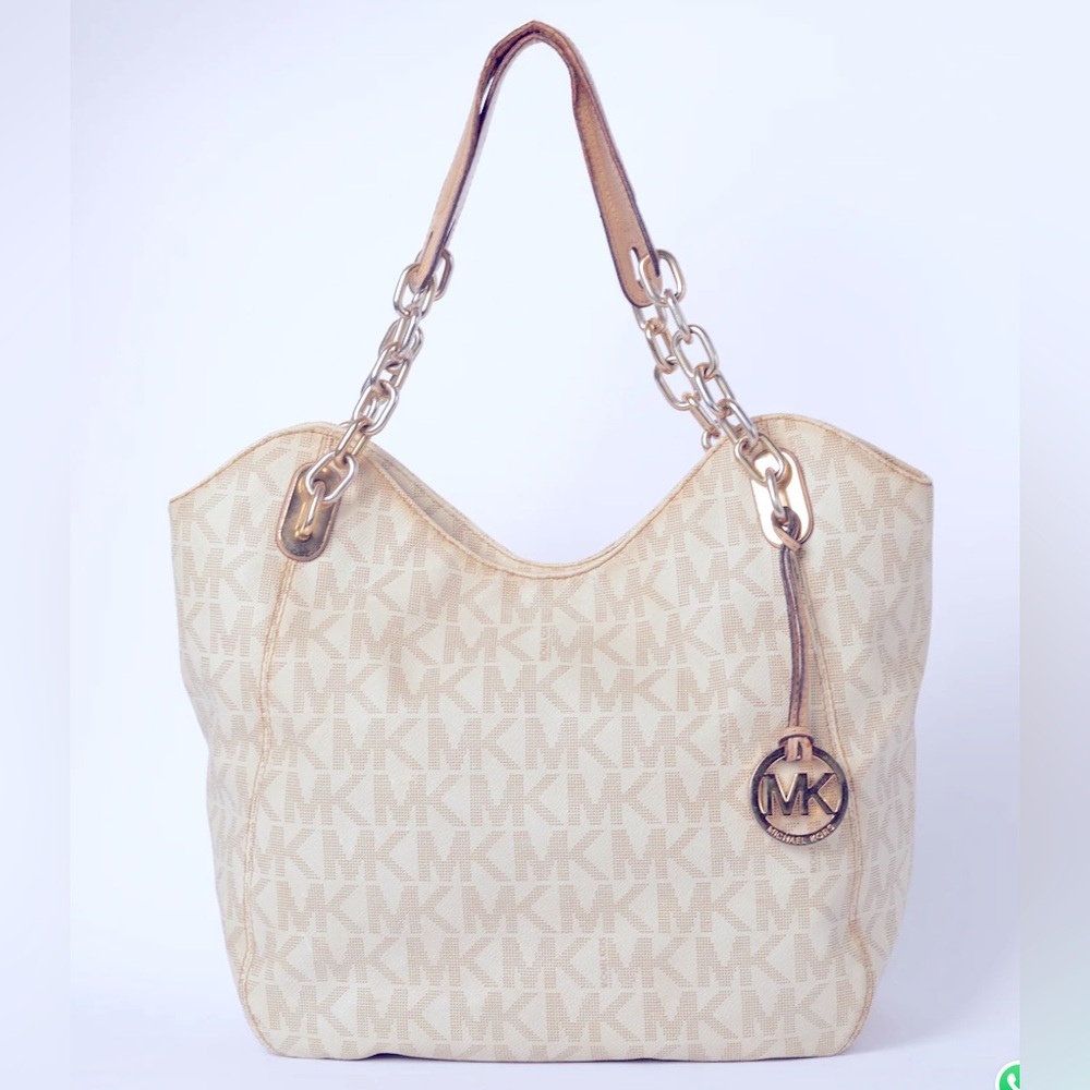 MICHAEL KORS OFF WHITE MONOGRAM SHOULDER BAG